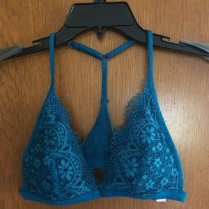 Logo & Lace Triangle Front-Close Bralette